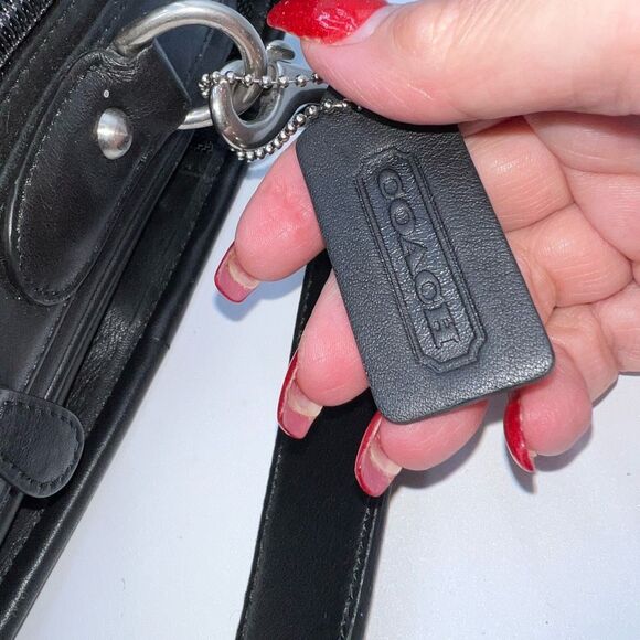 COACH PRESCOTT 90s Vintage BLACK LEATHER LAPTOP BRIEFCASE MESSENGER BAG   WITH C - Picture 12 of 16